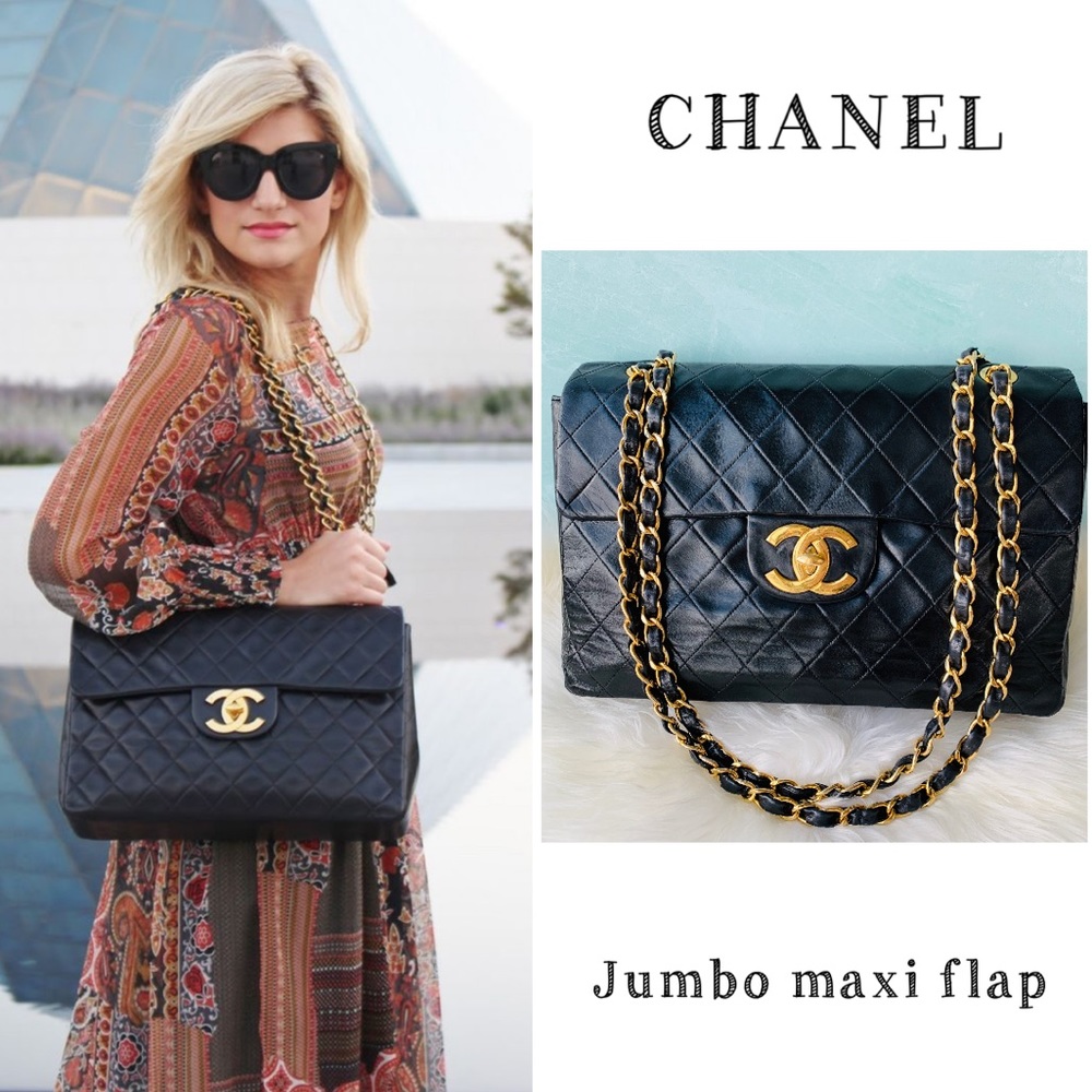 CHANEL 💎 XL Jumbo Maxi Vintage Flap Bag Lambskin